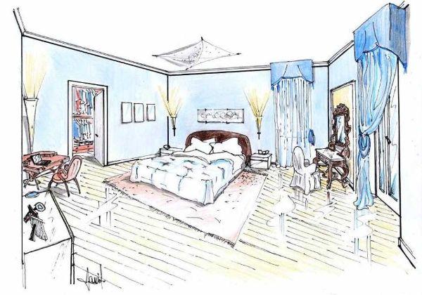 Camera matrimoniale con cabina armadio: idea di progetto Stanze da letto classico contemporaneo d 1