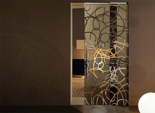 Porte in vetro Vetri per esterni decorati satinati