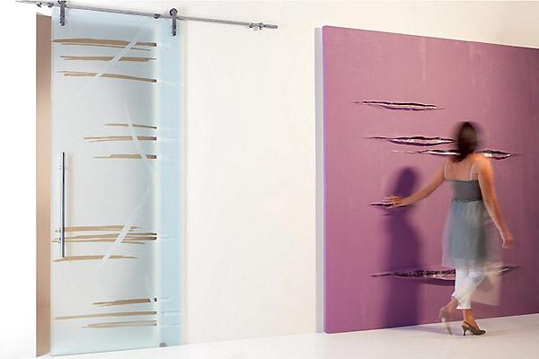 Porte scorrevoli su binario esterno in vetro Porte scorrevoli per interni moderne pavimento soffitto