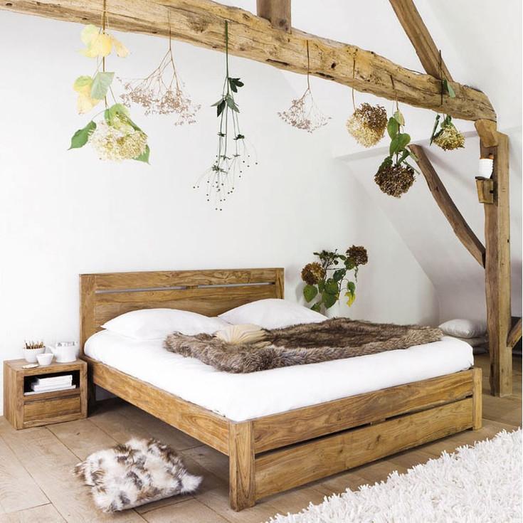 Camera da letto Maisons du Monde con letto in legno massello di sheesham