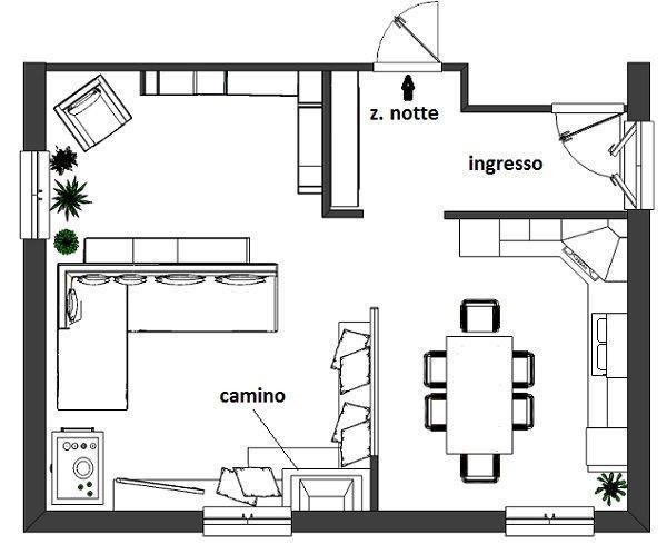 Camino tra soggiorno e cucina Progetto cucina soggiorno