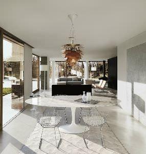 sedia con tondini in acciaio bertoia