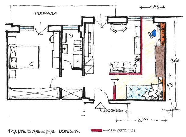 Ricavare una cameretta dal soggiorno Come dividere una casa di 60 mq