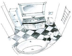 Progetto di un bagno classico o tradizionale.