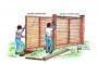 Disegno fasi montaggio recinzioni a pannelli di legno prefabbricati