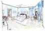 Disegno prospettico di camera da letto in stile classico
