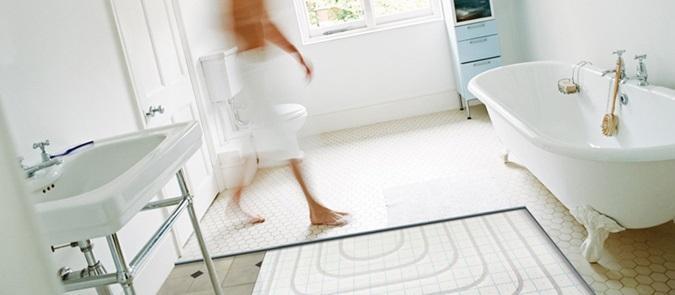 Esempio di posa pavimento radiante in un ambiente bagno di Uponor
