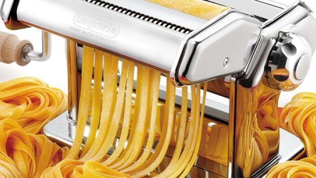 LVJ Macchina per Pasta Fresca fatta in Casa Manuale Spaghetti Lasagne e Tagliatelle Pastasciutta in acciaio inossidabile 9 livelli di spessore 19 x 20 x 15 cm 