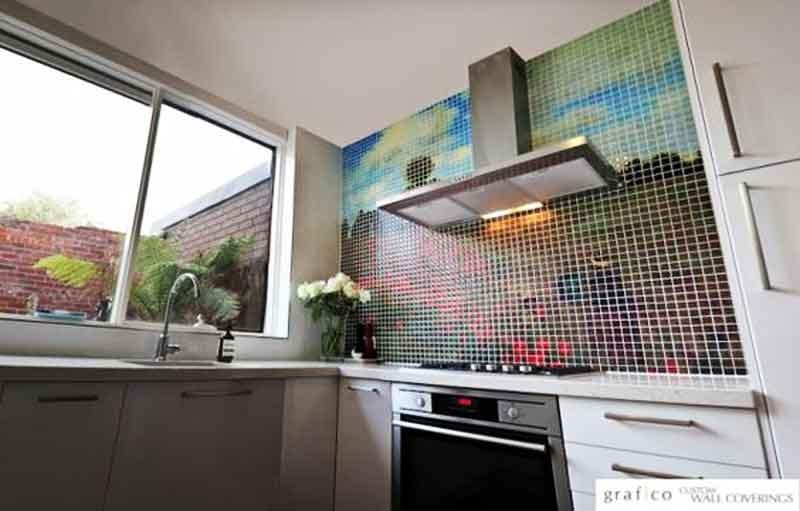 Esempio di mosaico digitale per schienale cucina - Immagine di graficowallcoverings.com.au