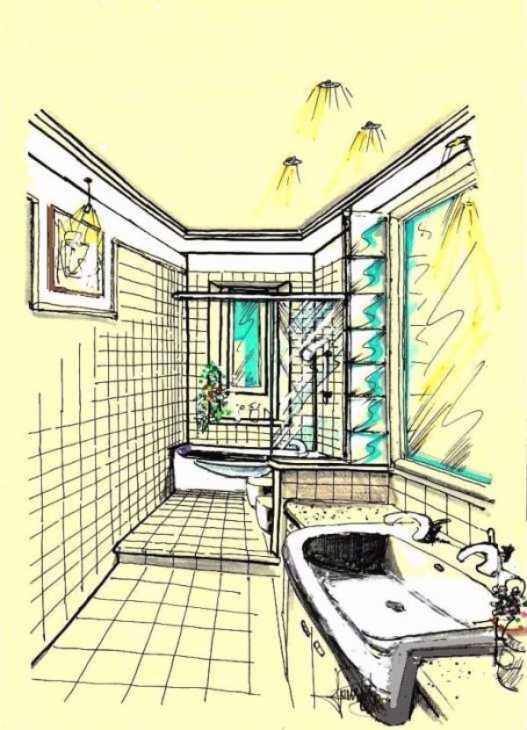Bagno stretto e lungo: come progettarlo Disegni di bagni