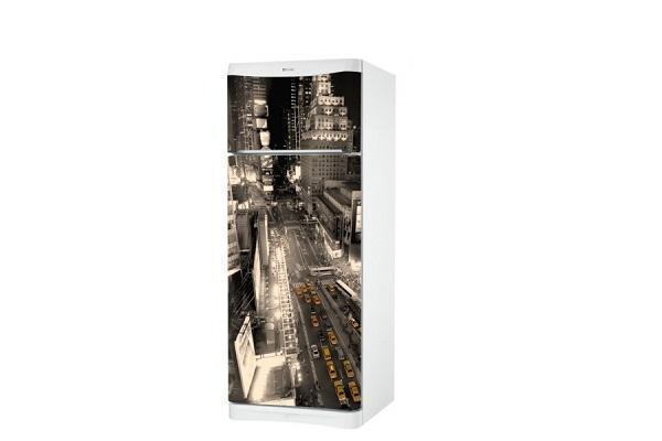 foto in bianco e nero del ponte di Brooklyn speciale privo di bolle MEGADECOR Vinile adesivo decorativo per frigorifero 185 cm x 70 cm New York 