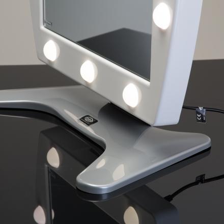 Specchio con luci trucco mod.MDT in metacrilato bianco di Cantoni