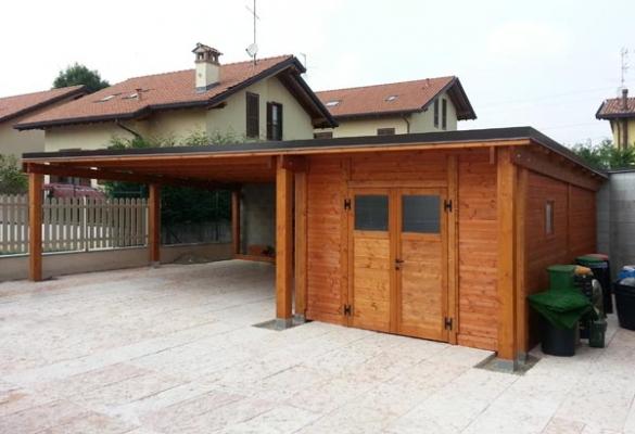Strutture a pensilina per auto Pensiline in ferro e legno
