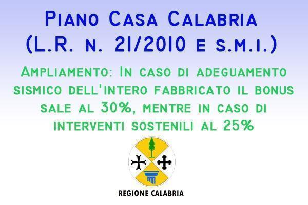 Piano Casa Calabria bonus ampliamento