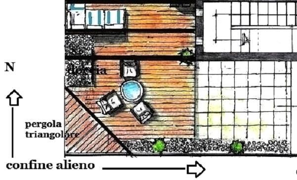 Angolo colazione, su terrazzo rivestito in legno
