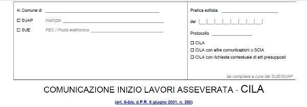 Comunicazione inizio lavori asseverata cila Foglio inizio lavori condominio