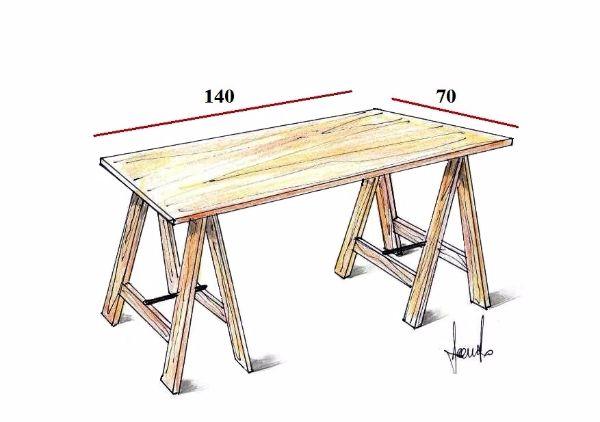 Tavolo su misura con i cavalletti Costruire con il legno fai da te