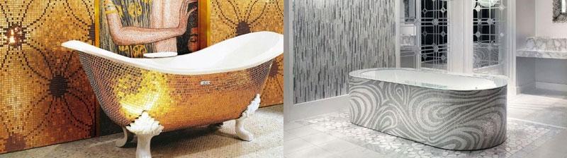 Bagni moderni con vasca mosaicata Sicis