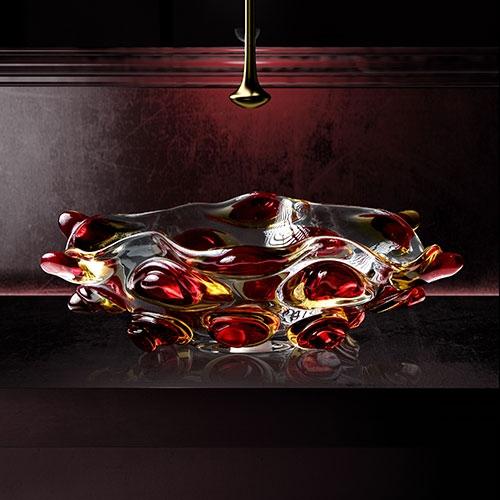 Lavabo in vetro Murano rosso Glassdesign