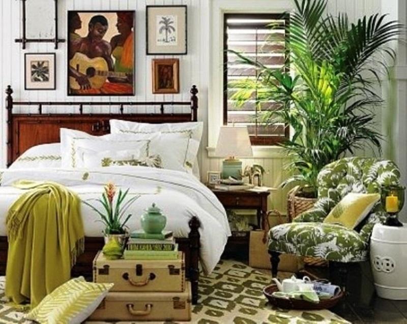 Mood tropicale con le piante in camera da letto