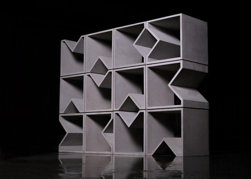 Libreria componibile con cubi in cemento, da CO33