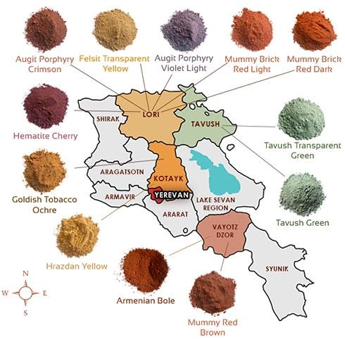 Pigmenti inorganici armeni per pittura a calce di Antichità Belsito