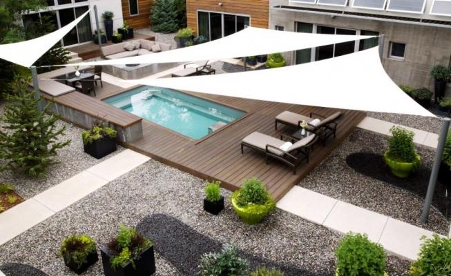 forma: rettangolare piscina feste ideale per esterni dimensioni: 2,4 x 3 m colore: sabbia cortile giardino Gardenexpert Copertura a vela da usare come tenda da sole 