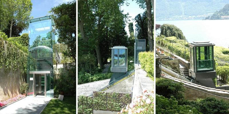 Ascensore inclinato di Maspero Elevatori installato a Villa Carlotta in provincia di Como