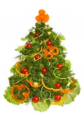 Albero di Natale con verdure, perfetto per i vegetariani
