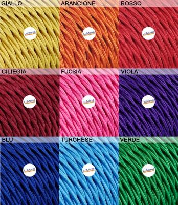 Cavi elettrici tessili in colori accesi per impianti vintage di LaMorell