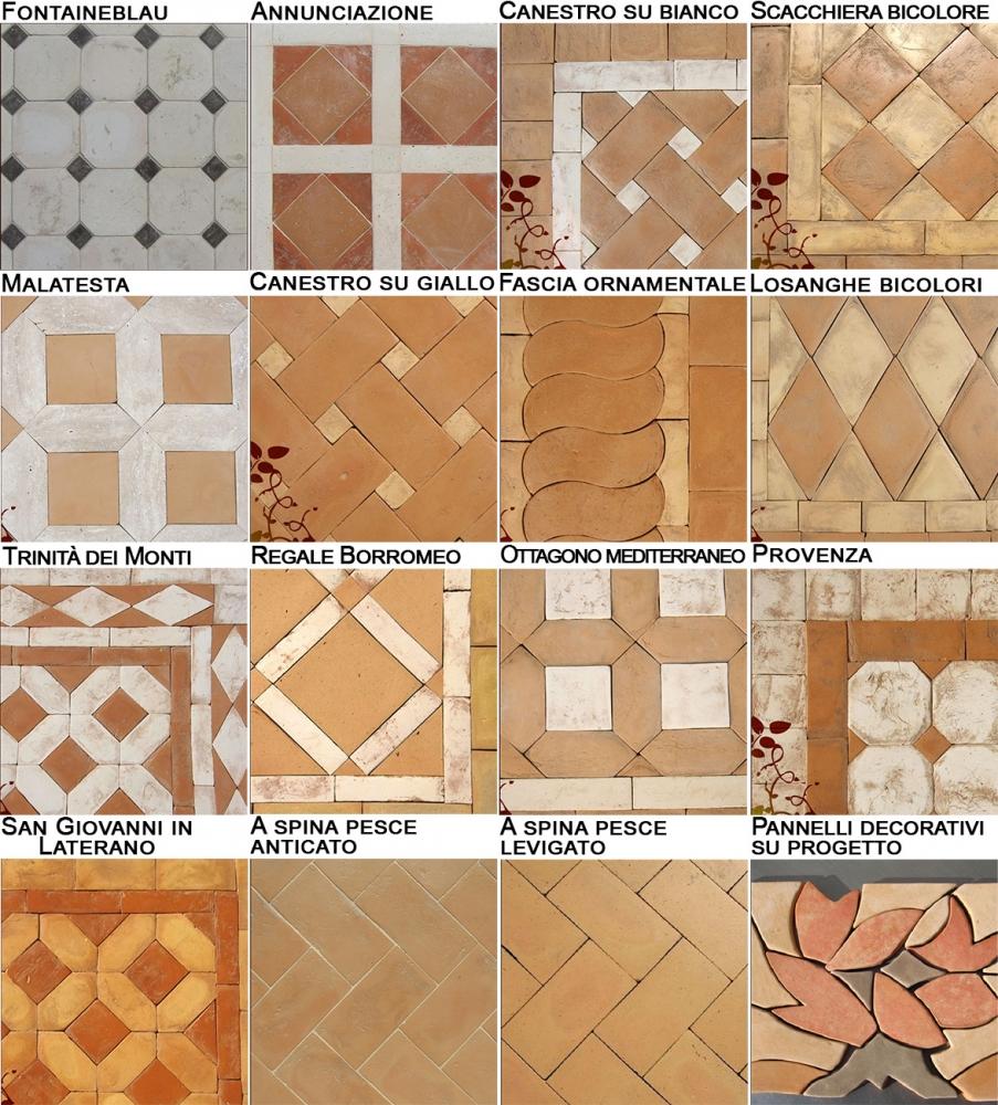 Tessiture dei pavimenti di cotto artigianale di Cotto Pievese