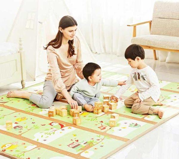 tappeto da gioco per bambini per gattonare tappeto rotondo per la stanza dei giochi Pauwer collezione ABC forme e area educativa numeri alfabeti antiscivolo 