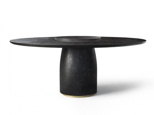 Tavolo rotondo in marmo nero, da Lema