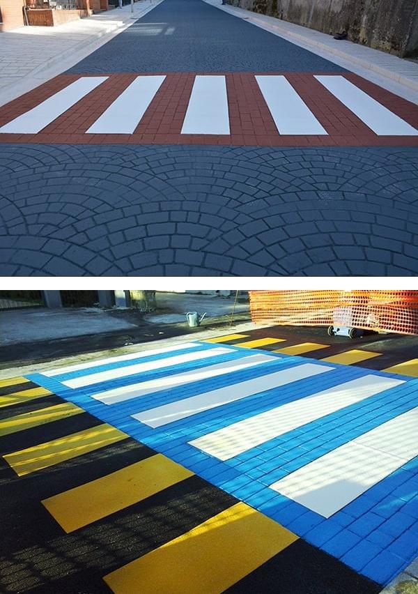 Attraversamenti pedonali in asfalto stampato e colorato, by RAS