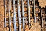 Tramezzo in paglia e argilla pressata con telaio strutturale in legno