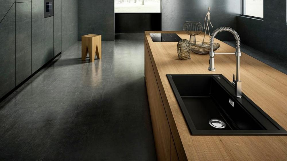 Lavabo ad incasso con vasca singola di colore nero - design by Elleci Italia
