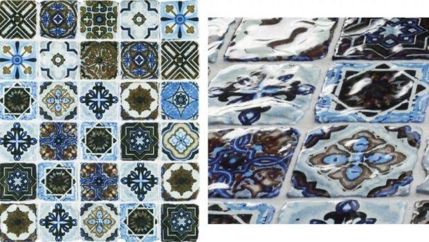 Moderni Piastrelle Bagno Mosaico Azzurro.Mosaici Ispirati Alle Cementine