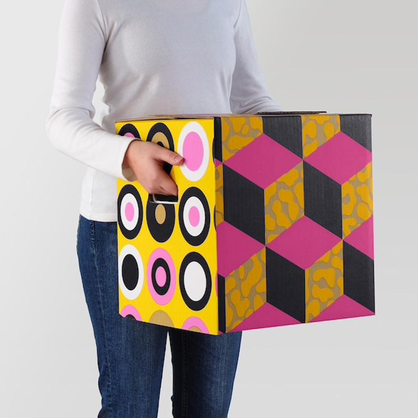 Cartone imballaggio Ombyte con forme geometriche - Design e foto by Ikea