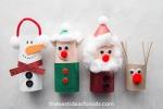 Decorazioni natalizie: pupazzetti di carta igienica, da thebestideasforkids.com