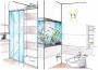 Acquario a incasso in parete doccia: disegno di progetto
