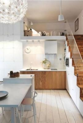 Soppalco con camera da letto sopra la cucina - Fonte foto: Pinterest