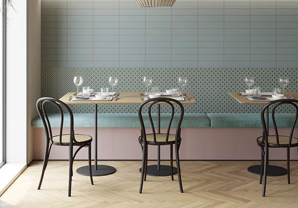 Rivestimento listello tile wall Appiani con fuga colorata