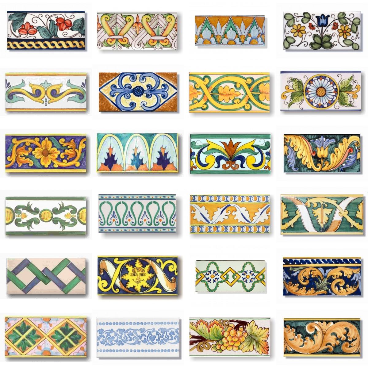 Bordure decorate per rivestimenti in piastrelle di maiolica, by Desuir