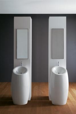 Serie Planet, lavabo doppio a colonna per il bagno completo by Scarabeo