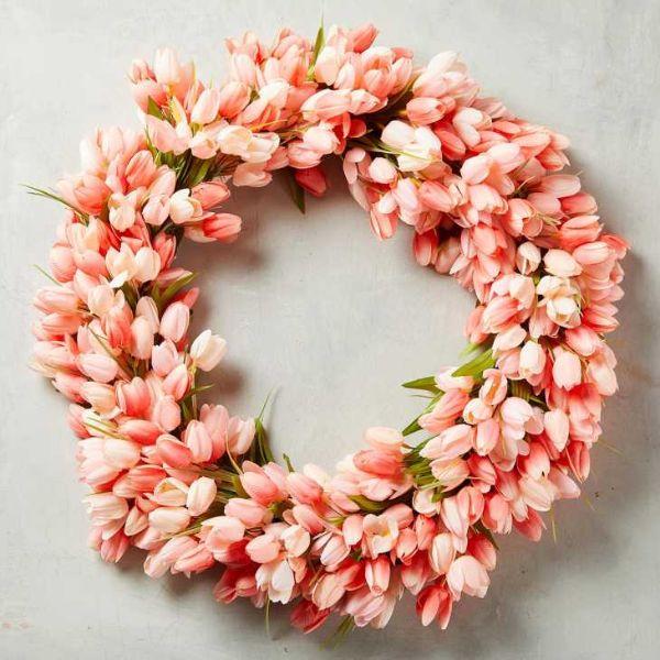 decorazione per la primavera Supreme glory 35 cm fatta a mano lestate per porta ghirlanda di fiori rosa chiaro Ghirlanda decorativa da parete Pasqua