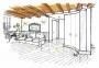 Soffitto in legno salotto: disegno prospettico