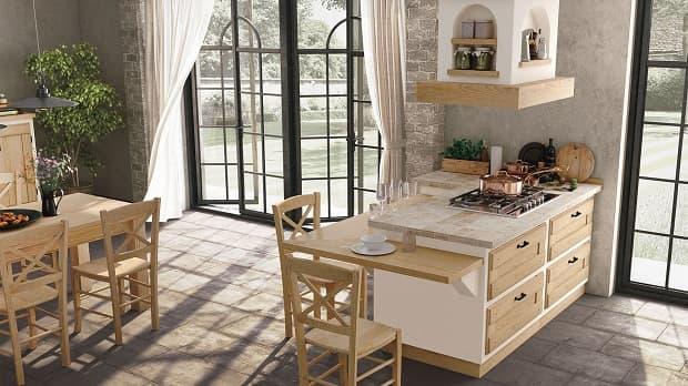 Cucina bianca e legno Anita di Lube alto