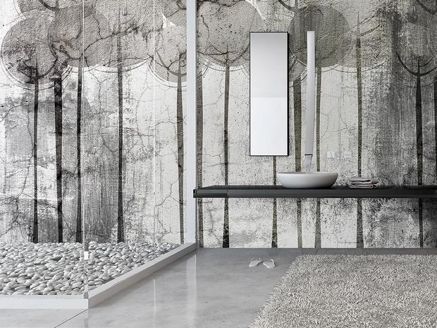 Bagno con carta da parati grigia: Instabilelab, Cespico
