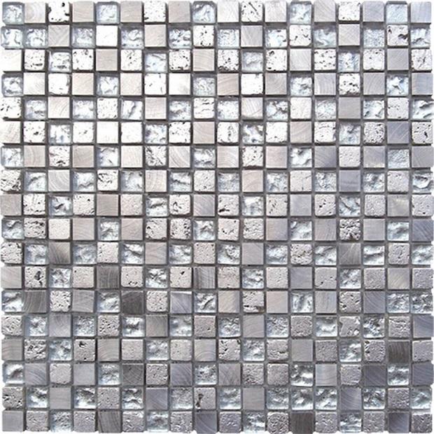 Tile & Style, mosaico per il bagno collezione Glass in marmo e vetro grigio
