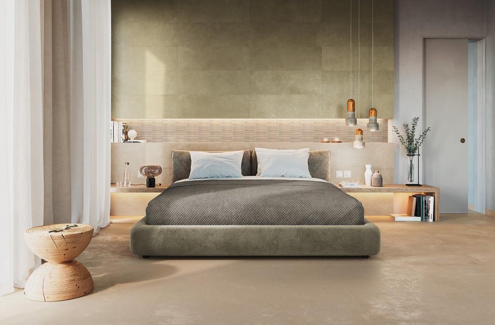 Pareti camera da letto rivestite con piastrelle in ceramica, FAP Ceramiche, collezione SUMMER